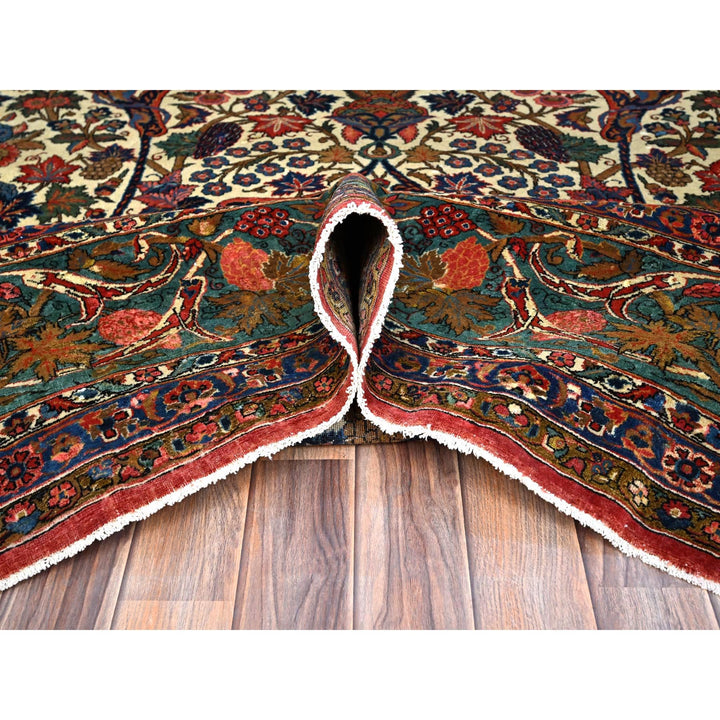 10'3" x 13'5" Vintage Hand Knotted Ivory Wool Rectangle Oriental Rug - MOA102213
