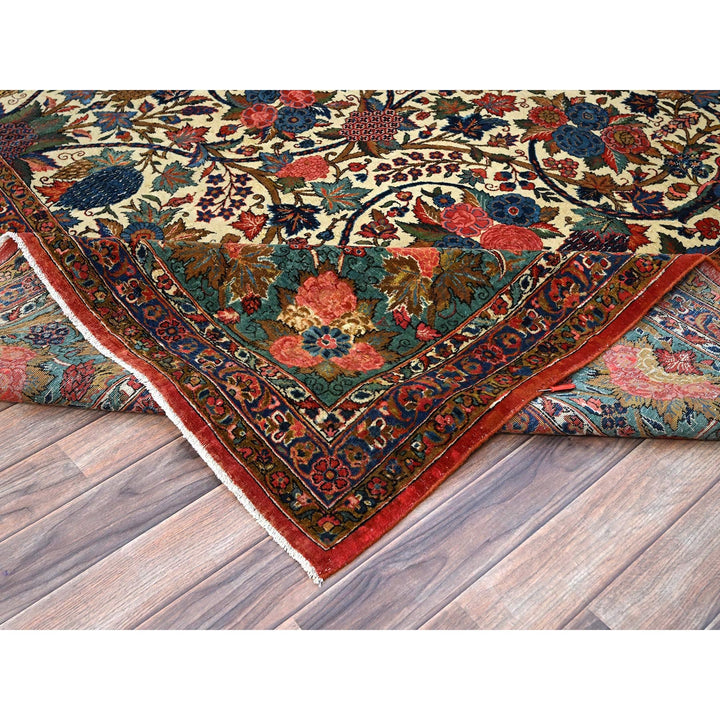 10'3" x 13'5" Vintage Hand Knotted Ivory Wool Rectangle Oriental Rug - MOA102213