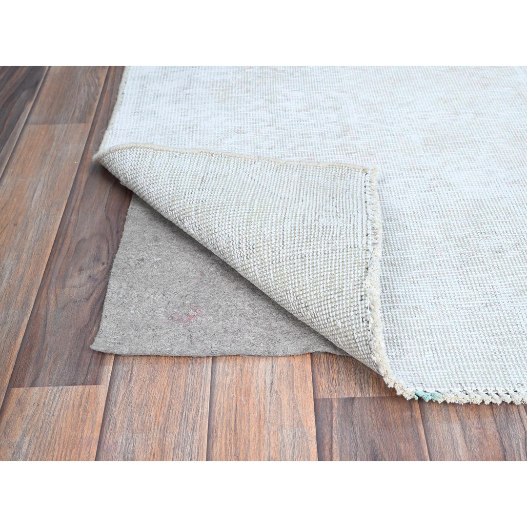 2'1" x 5'10" Vintage Hand Knotted Ivory Wool Runner Oriental Rug - MOA102220