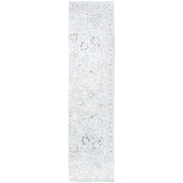 2'6" x 9'11" Vintage Hand Knotted Ivory Wool Runner Oriental Rug - MOA102223