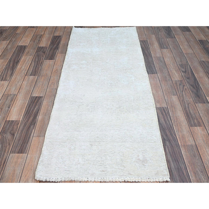 2'2" x 5'10" Vintage Hand Knotted Ivory Wool Runner Oriental Rug - MOA102225