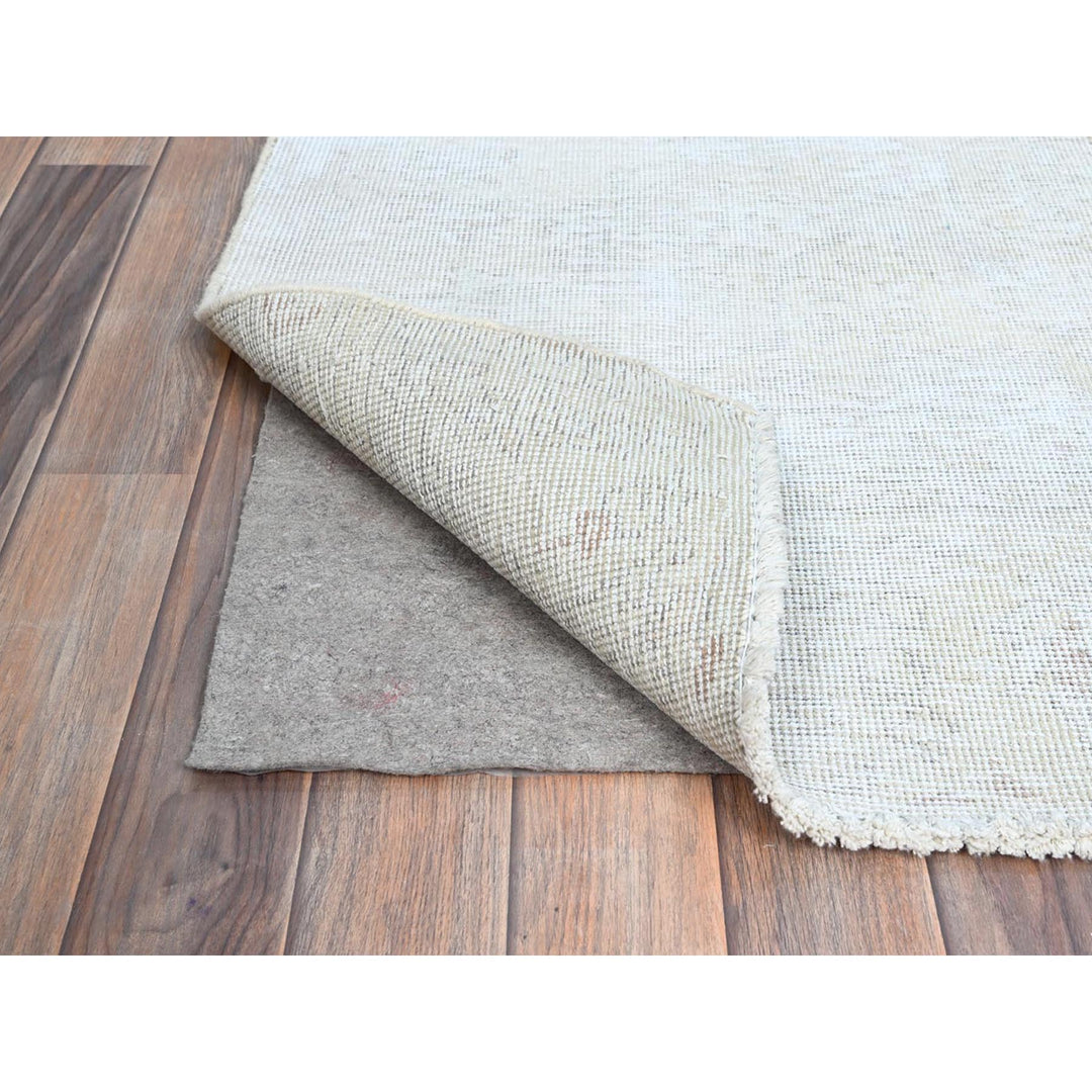 2'2" x 5'10" Vintage Hand Knotted Ivory Wool Runner Oriental Rug - MOA102225