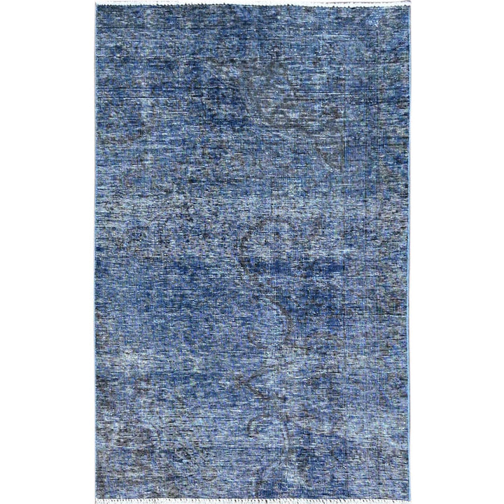 3'1" x 5'1" Vintage Hand Knotted Blue Wool Rectangle Oriental Rug - MOA102234