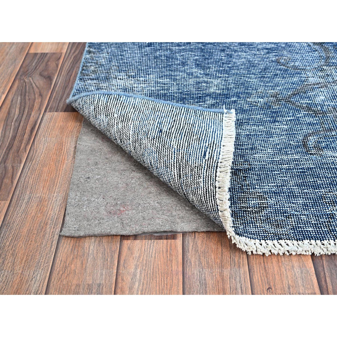 3'1" x 5'1" Vintage Hand Knotted Blue Wool Rectangle Oriental Rug - MOA102234