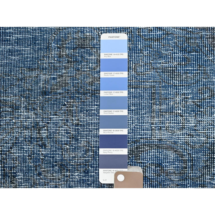 3'1" x 5'1" Vintage Hand Knotted Blue Wool Rectangle Oriental Rug - MOA102234