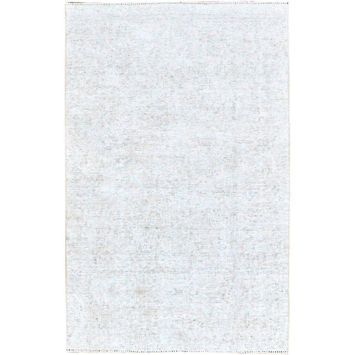 3'11" x 6'2" Vintage Hand Knotted Ivory Wool Rectangle Oriental Rug - MOA102235
