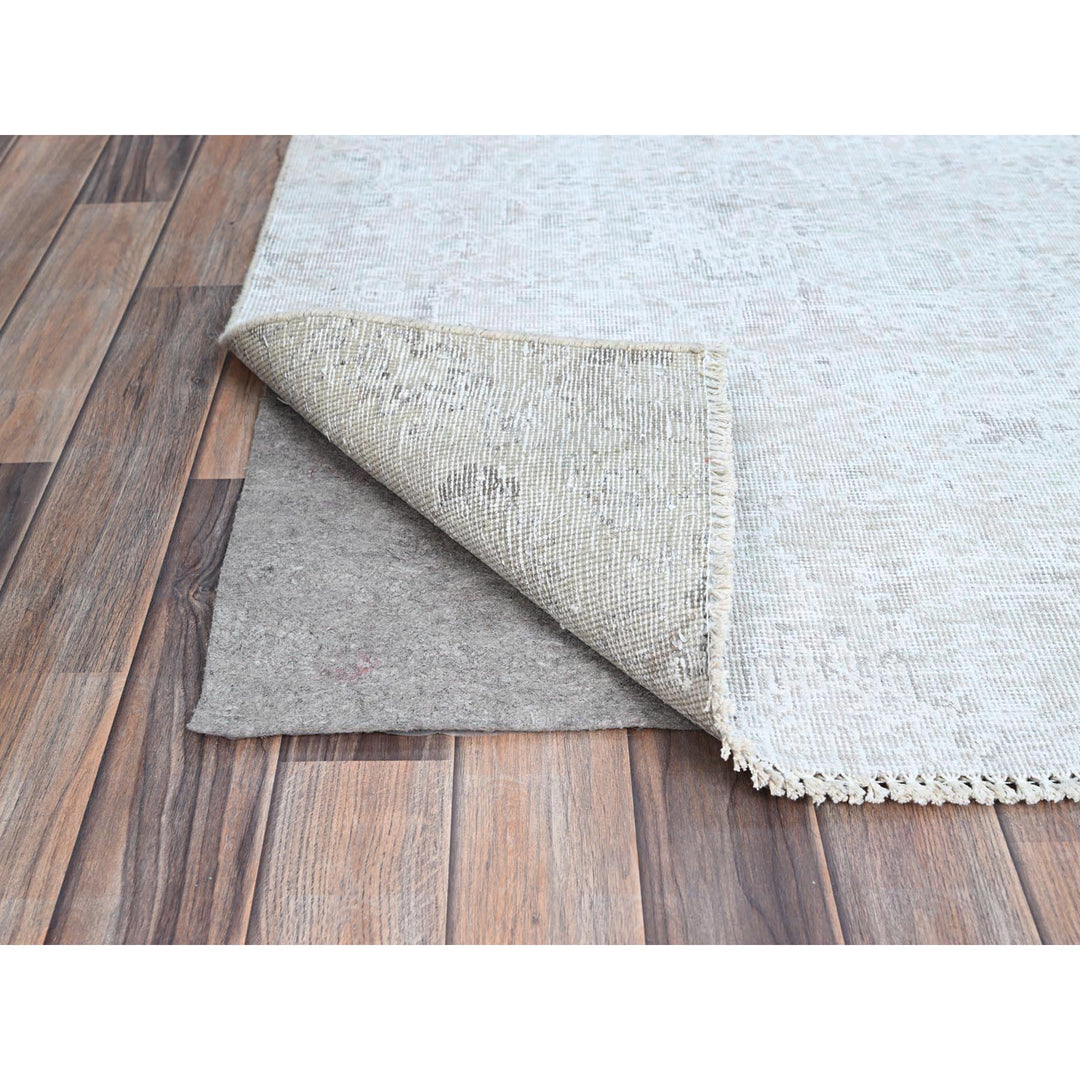 3'11" x 6'2" Vintage Hand Knotted Ivory Wool Rectangle Oriental Rug - MOA102235