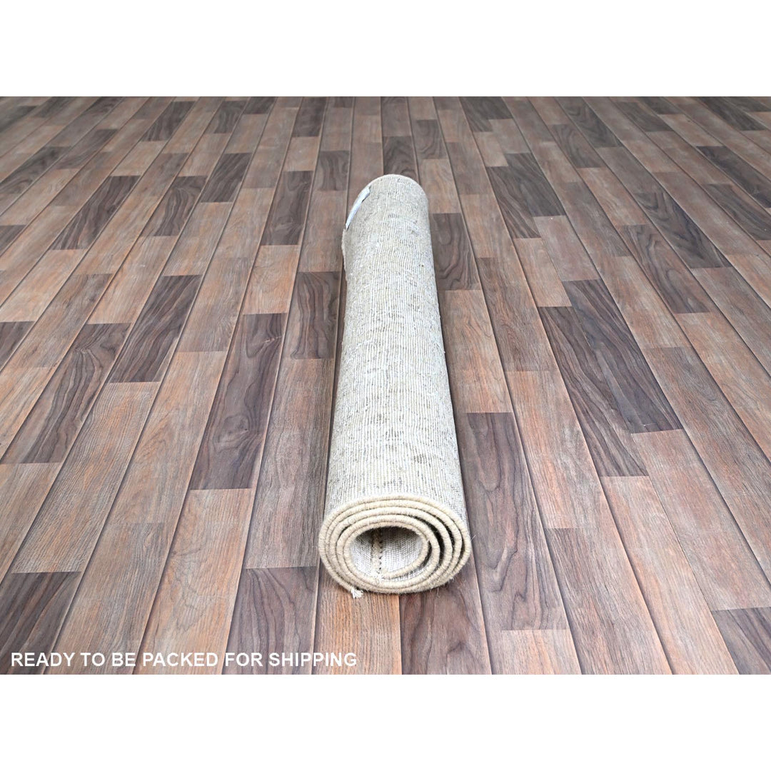 3'11" x 6'2" Vintage Hand Knotted Ivory Wool Rectangle Oriental Rug - MOA102235