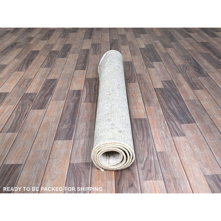 3'11" x 6'2" Vintage Hand Knotted Ivory Wool Rectangle Oriental Rug - MOA102235