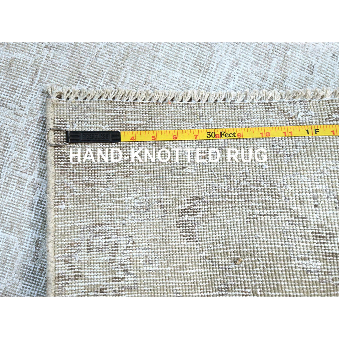 3'11" x 6'2" Vintage Hand Knotted Ivory Wool Rectangle Oriental Rug - MOA102235