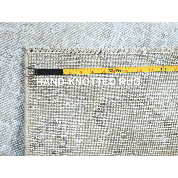3'11" x 6'2" Vintage Hand Knotted Ivory Wool Rectangle Oriental Rug - MOA102235