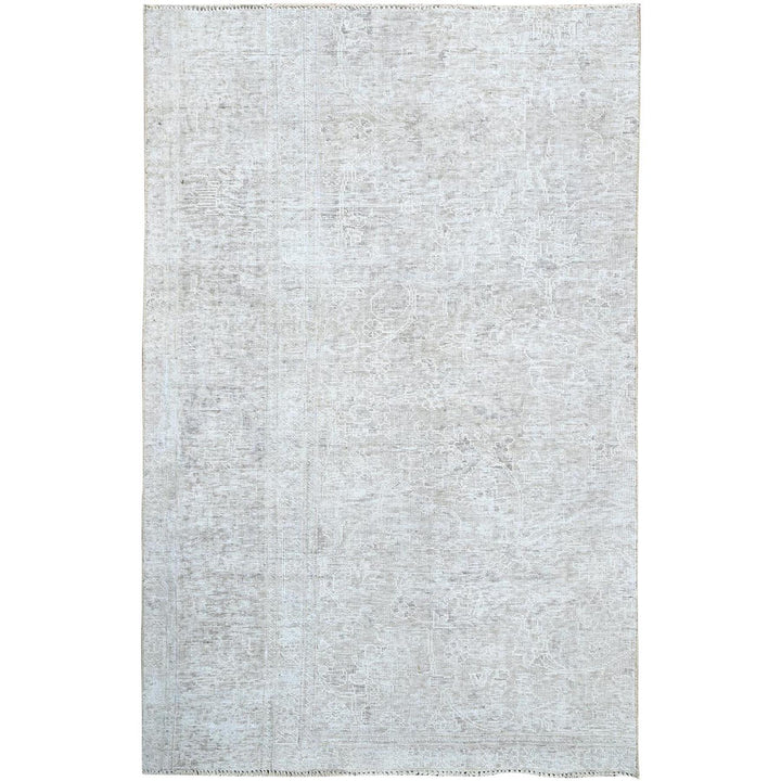 3'9" x 6'1" Vintage Hand Knotted Ivory Wool Rectangle Oriental Rug - MOA102236