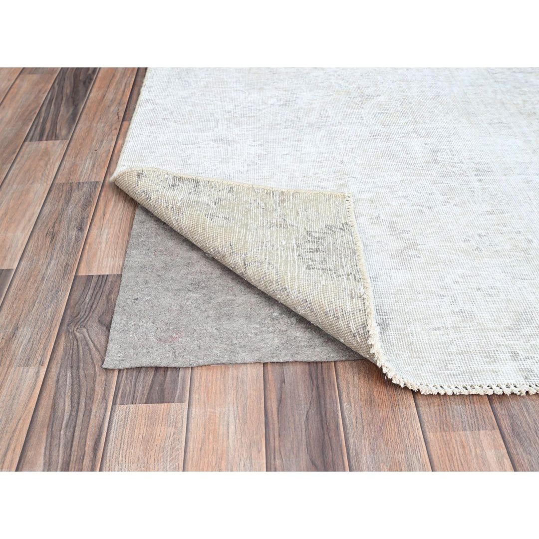 3'9" x 6'1" Vintage Hand Knotted Ivory Wool Rectangle Oriental Rug - MOA102236