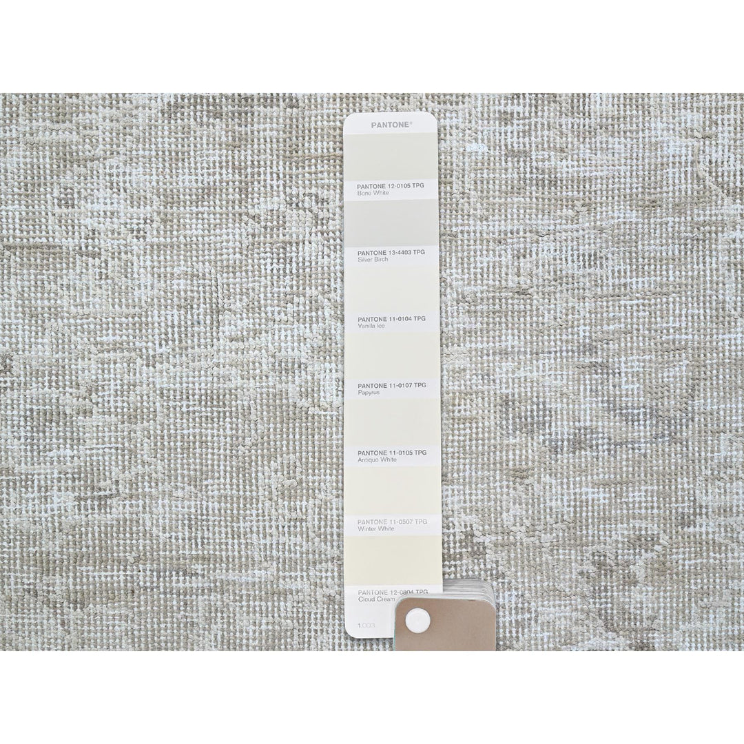 3'9" x 6'1" Vintage Hand Knotted Ivory Wool Rectangle Oriental Rug - MOA102236