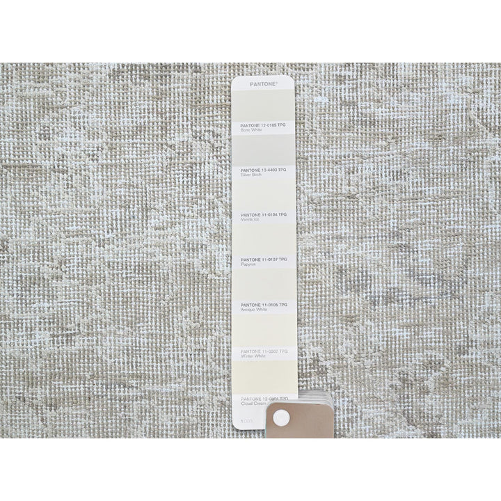 3'9" x 6'1" Vintage Hand Knotted Ivory Wool Rectangle Oriental Rug - MOA102236