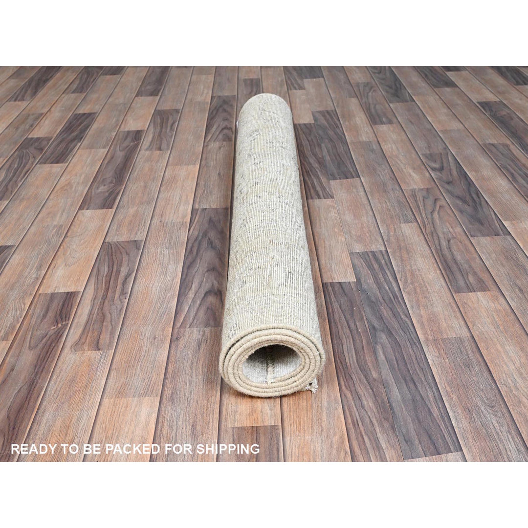 3'9" x 6'1" Vintage Hand Knotted Ivory Wool Rectangle Oriental Rug - MOA102236