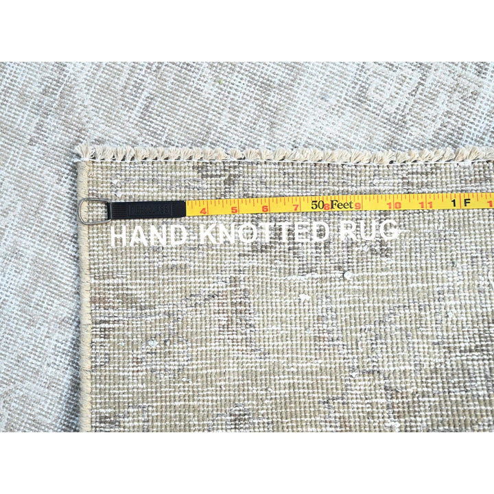 3'9" x 6'1" Vintage Hand Knotted Ivory Wool Rectangle Oriental Rug - MOA102236