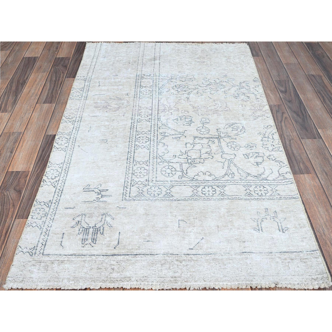 3'2" x 5'2" New Hand Knotted Ivory Wool Rectangle Oriental Rug - MOA102237