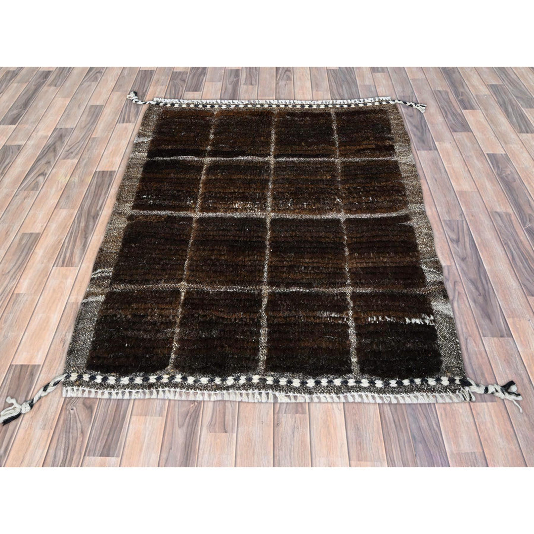 1'8" x 2'0" New Hand Knotted Brown Wool Square Oriental Rug - MOA102246