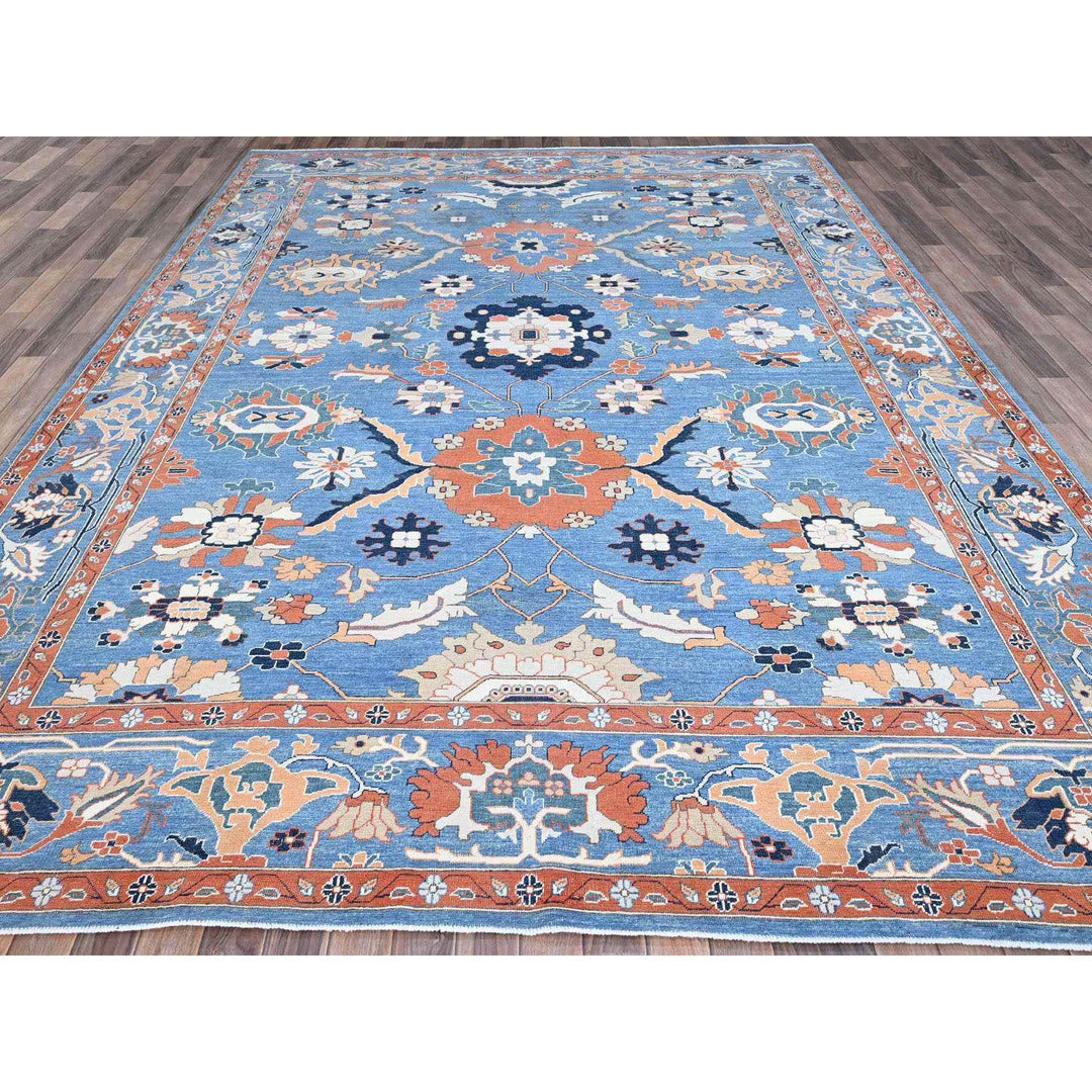 9'2" x 12'8" New Hand Knotted Blue Wool Rectangle Oriental Rug - MOA102251