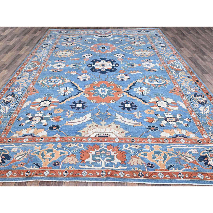 9'2" x 12'8" New Hand Knotted Blue Wool Rectangle Oriental Rug - MOA102251