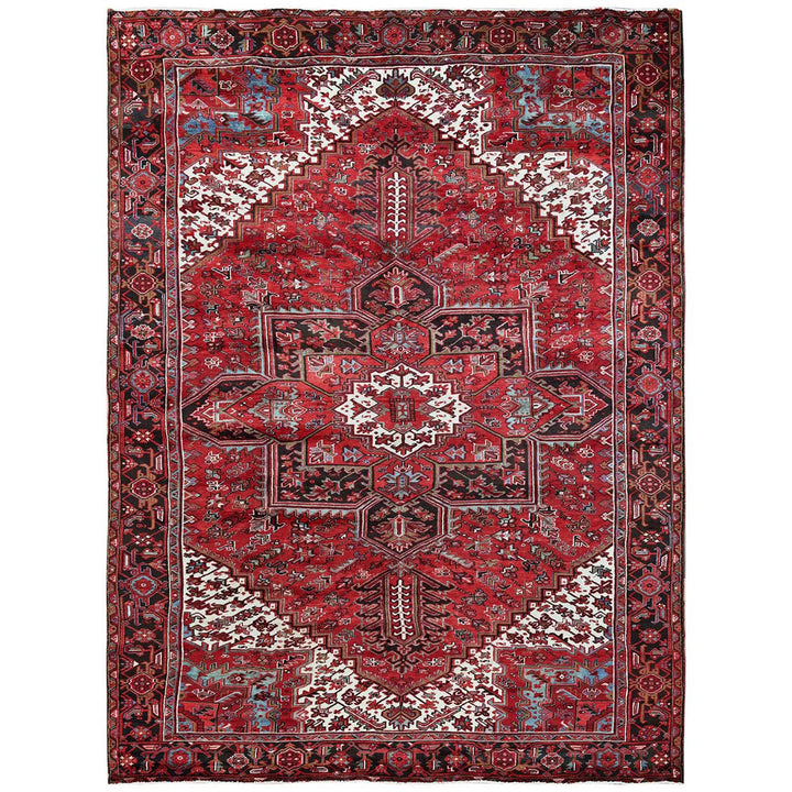9'7" x 12'2" Vintage Hand Knotted Red Wool Rectangle Oriental Rug - MOA102256