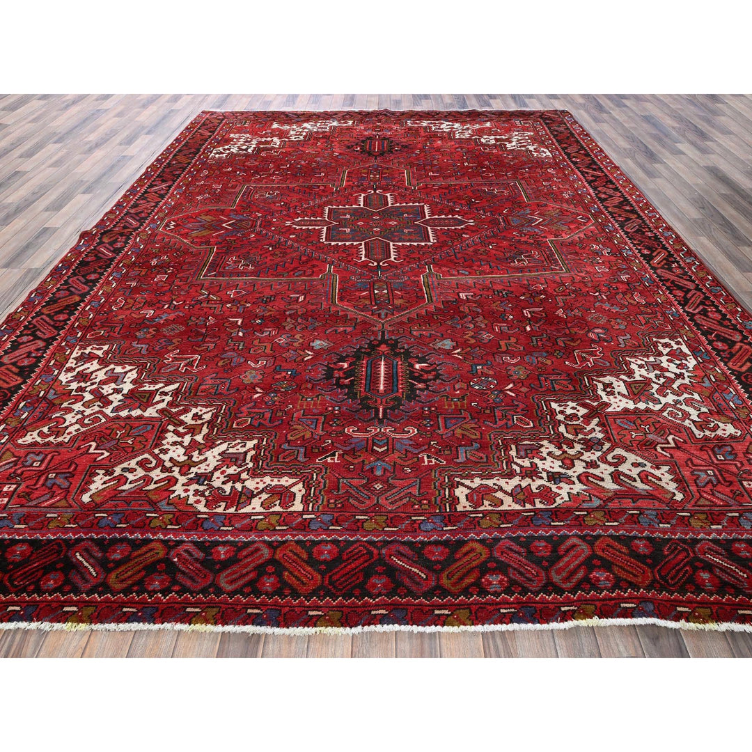 9'7" x 12'2" Vintage Hand Knotted Red Wool Rectangle Oriental Rug - MOA102256