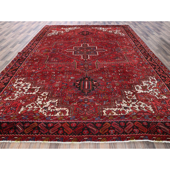 9'7" x 12'2" Vintage Hand Knotted Red Wool Rectangle Oriental Rug - MOA102256
