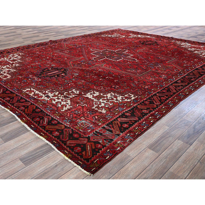 9'7" x 12'2" Vintage Hand Knotted Red Wool Rectangle Oriental Rug - MOA102256