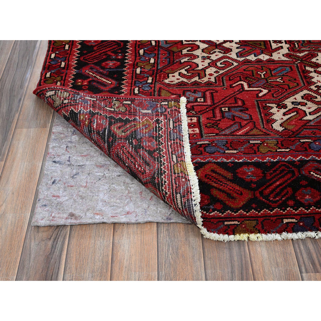 9'7" x 12'2" Vintage Hand Knotted Red Wool Rectangle Oriental Rug - MOA102256