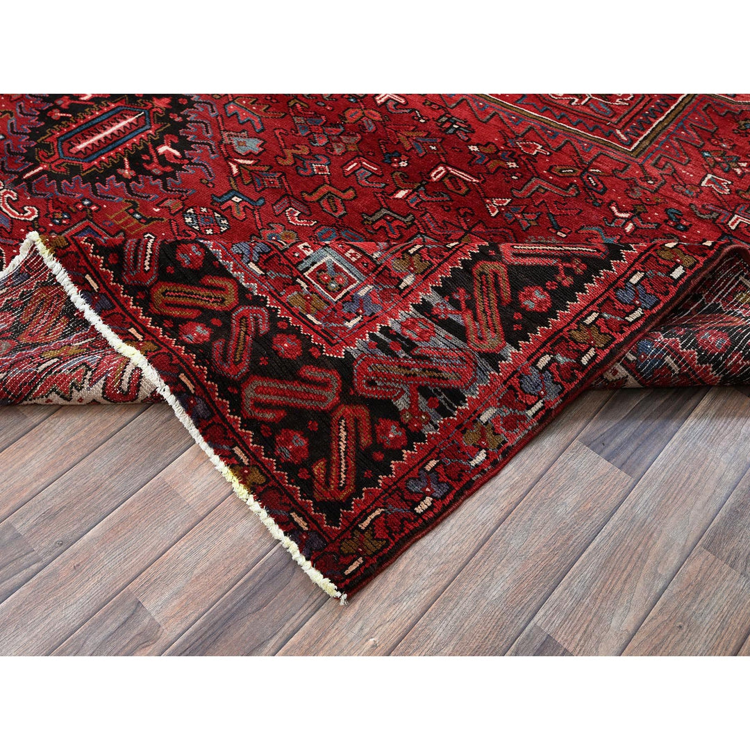 9'7" x 12'2" Vintage Hand Knotted Red Wool Rectangle Oriental Rug - MOA102256
