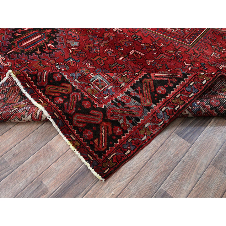 9'7" x 12'2" Vintage Hand Knotted Red Wool Rectangle Oriental Rug - MOA102256