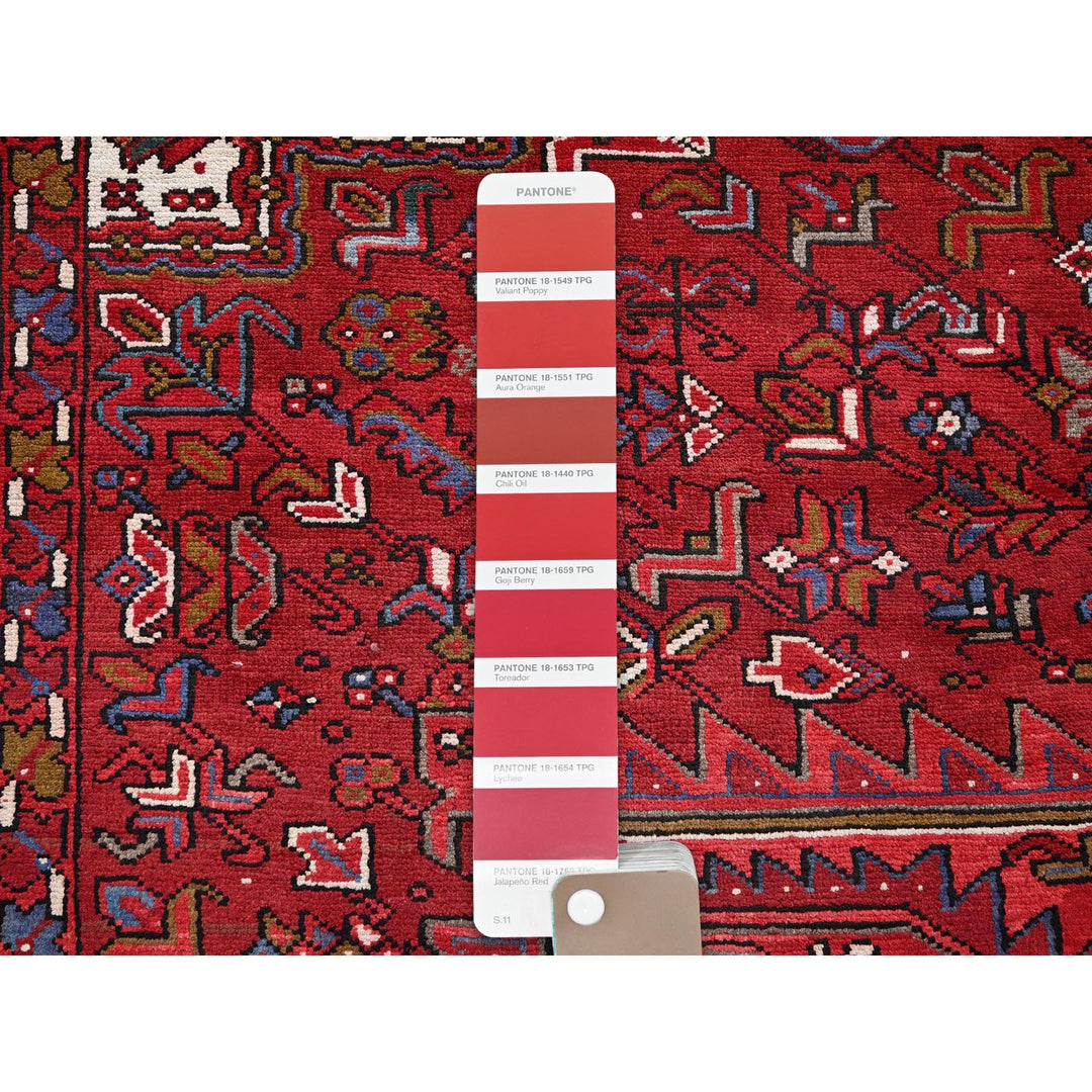 9'7" x 12'2" Vintage Hand Knotted Red Wool Rectangle Oriental Rug - MOA102256
