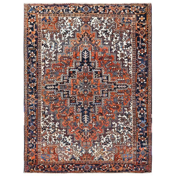7'7" x 10'2" Vintage Hand Knotted Orange Wool Rectangle Oriental Rug - MOA102259