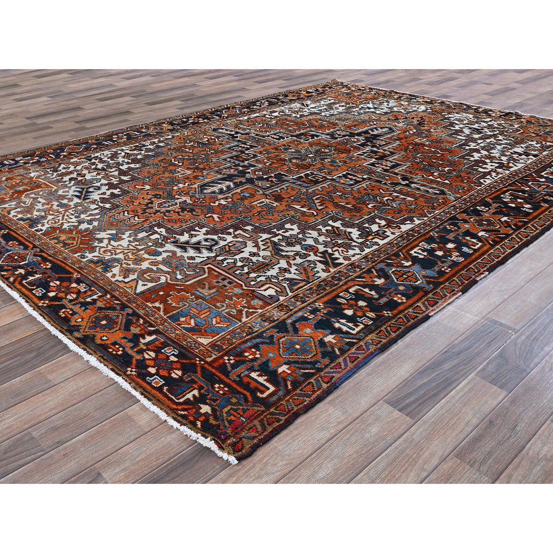 7'7" x 10'2" Vintage Hand Knotted Orange Wool Rectangle Oriental Rug - MOA102259