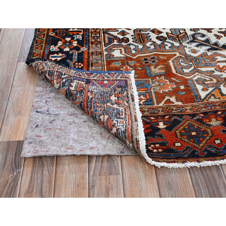 7'7" x 10'2" Vintage Hand Knotted Orange Wool Rectangle Oriental Rug - MOA102259