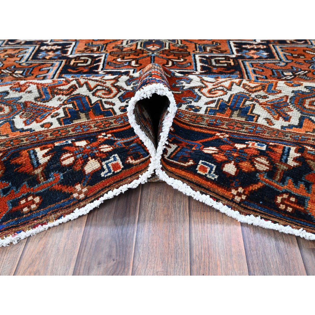 7'7" x 10'2" Vintage Hand Knotted Orange Wool Rectangle Oriental Rug - MOA102259