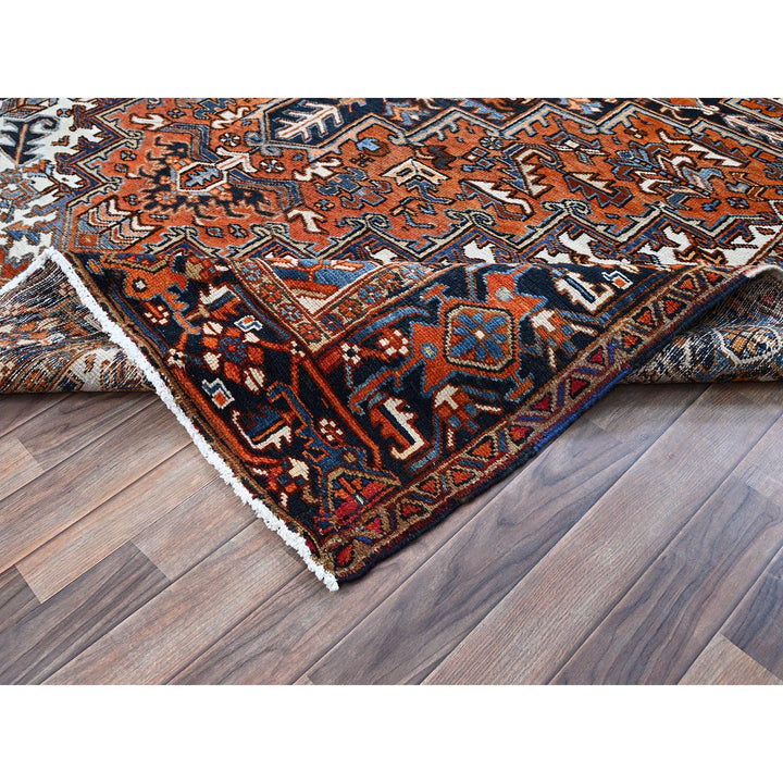7'7" x 10'2" Vintage Hand Knotted Orange Wool Rectangle Oriental Rug - MOA102259