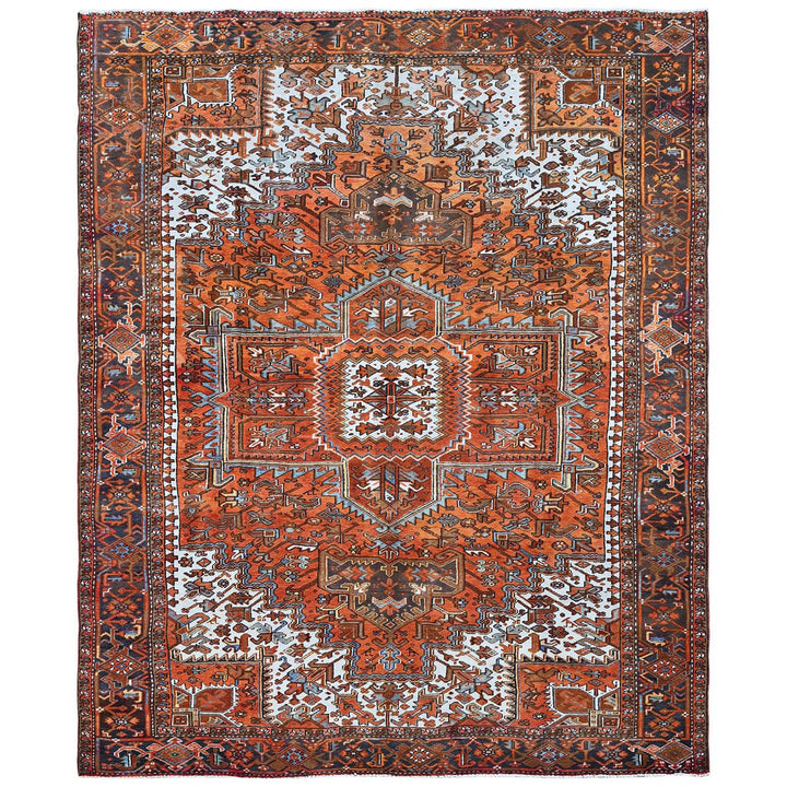 10'0" x 12'0" Vintage Hand Knotted Orange Wool Rectangle Oriental Rug - MOA102263