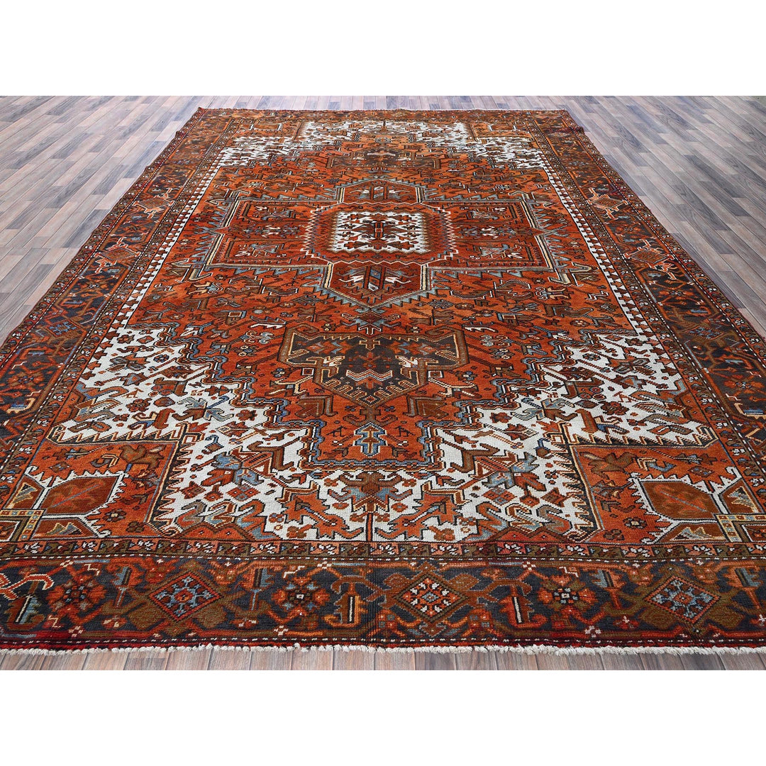 10'0" x 12'0" Vintage Hand Knotted Orange Wool Rectangle Oriental Rug - MOA102263