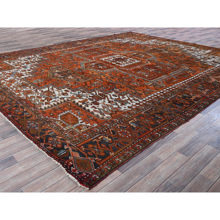 10'0" x 12'0" Vintage Hand Knotted Orange Wool Rectangle Oriental Rug - MOA102263