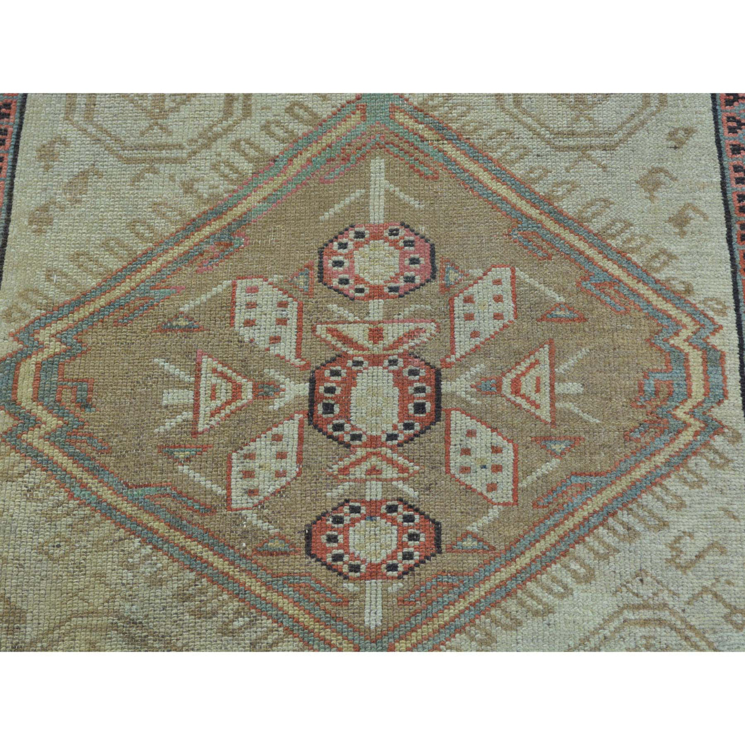 3'1" x 14'3" Used Hand Knotted Green Cotton Runner Oriental Rug - MOA10226424