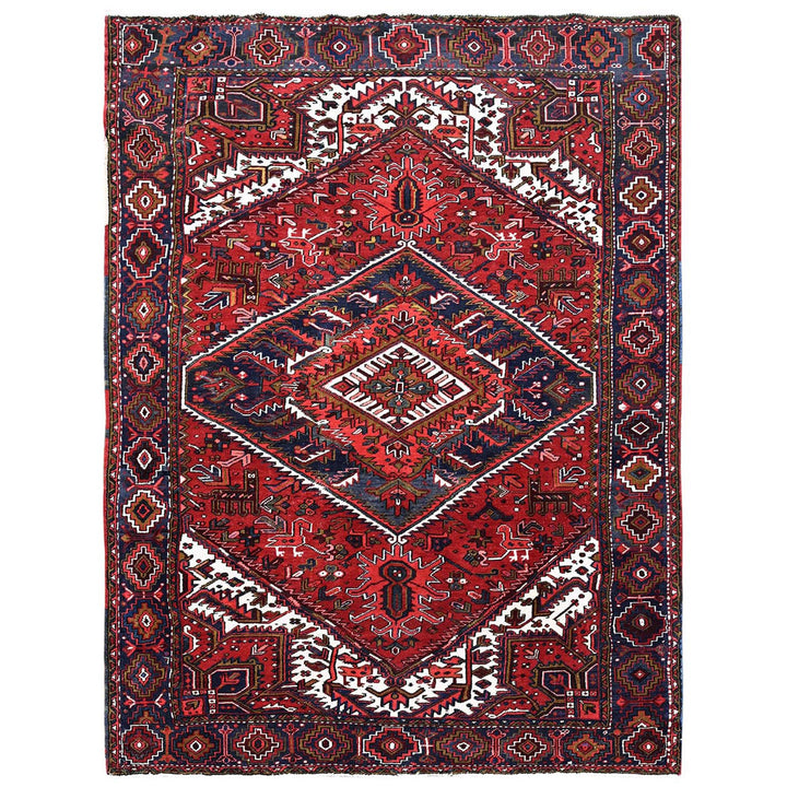 7'9" x 10'4" Vintage Hand Knotted Red Wool Rectangle Oriental Rug - MOA102265