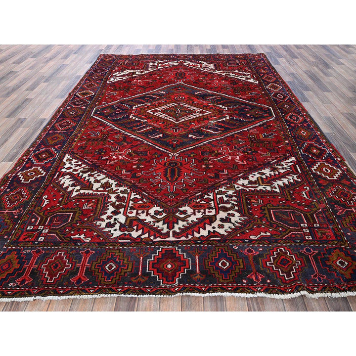7'9" x 10'4" Vintage Hand Knotted Red Wool Rectangle Oriental Rug - MOA102265