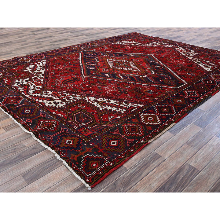 7'9" x 10'4" Vintage Hand Knotted Red Wool Rectangle Oriental Rug - MOA102265