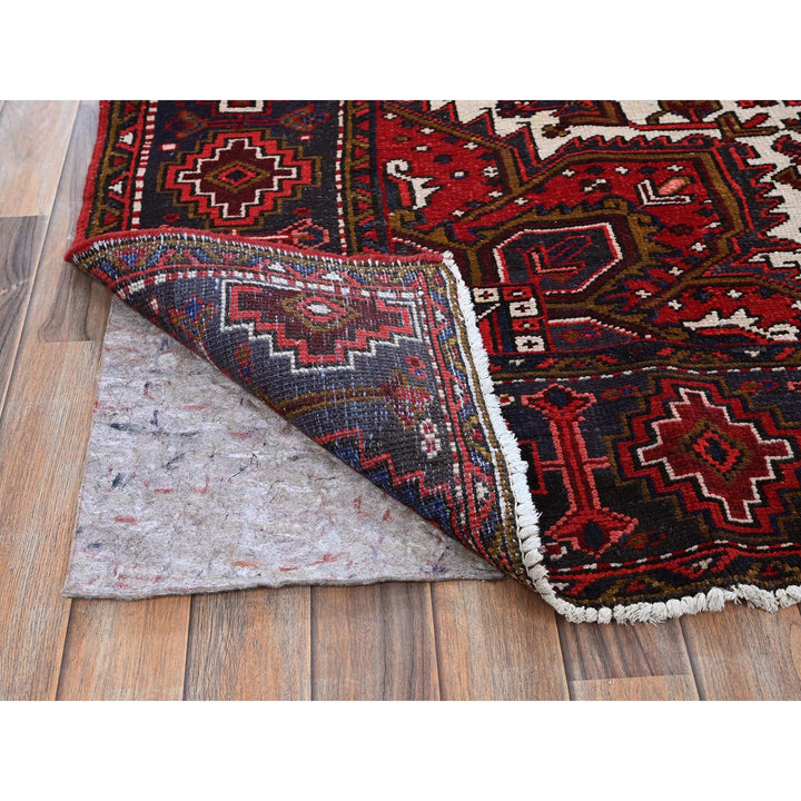 7'9" x 10'4" Vintage Hand Knotted Red Wool Rectangle Oriental Rug - MOA102265