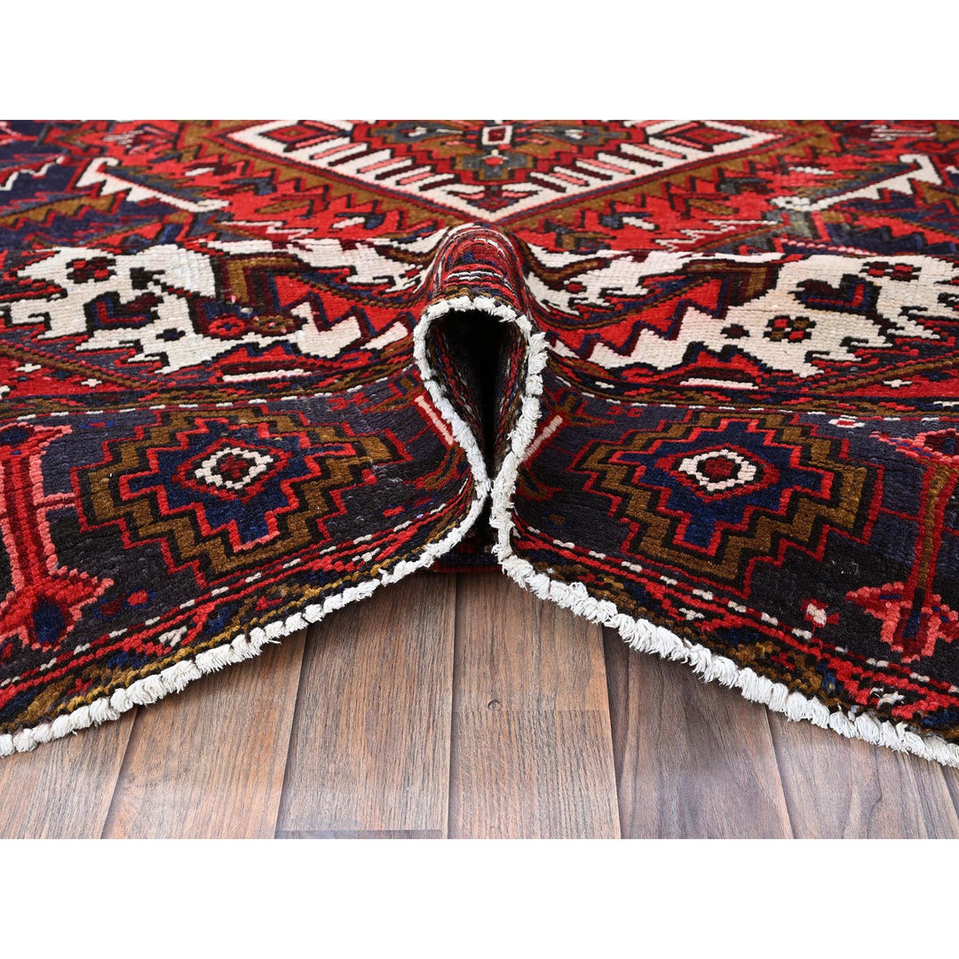 7'9" x 10'4" Vintage Hand Knotted Red Wool Rectangle Oriental Rug - MOA102265