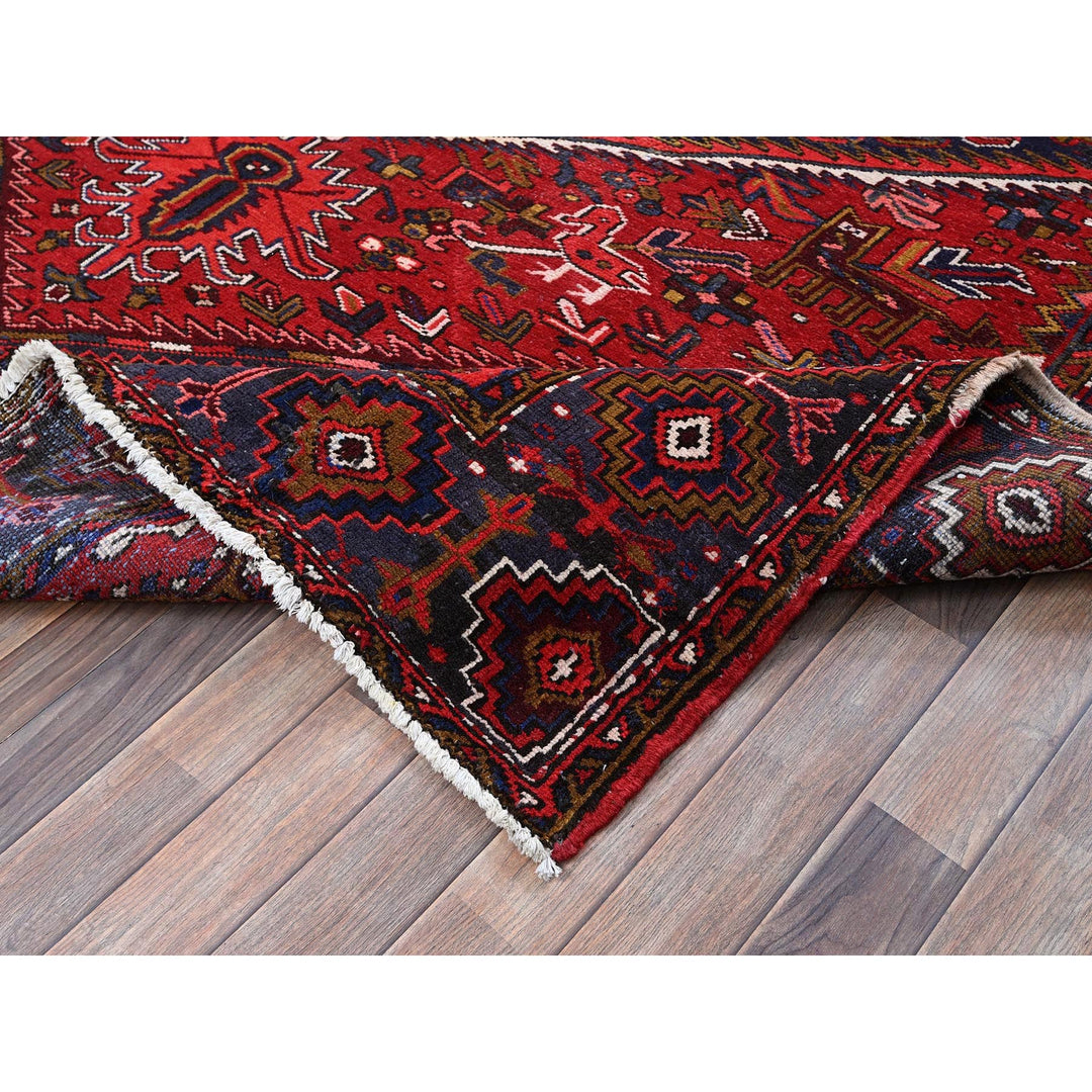 7'9" x 10'4" Vintage Hand Knotted Red Wool Rectangle Oriental Rug - MOA102265