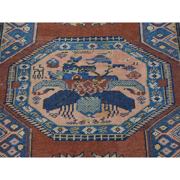 3'7" x 14'2" Vintage Hand Knotted Red Wool Runner Oriental Rug - MOA10227175