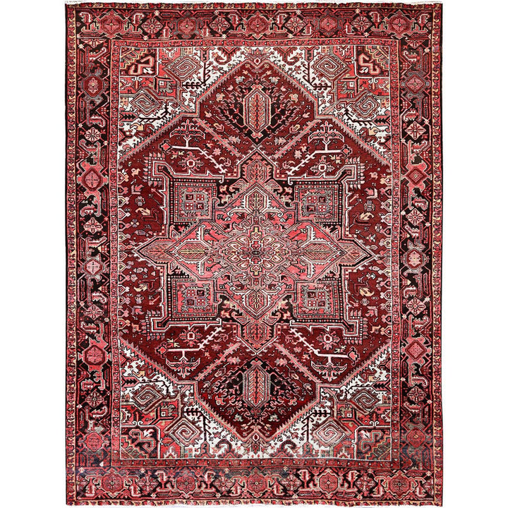 7'10" x 10'6" Vintage Hand Knotted Red Wool Rectangle Oriental Rug - MOA102280
